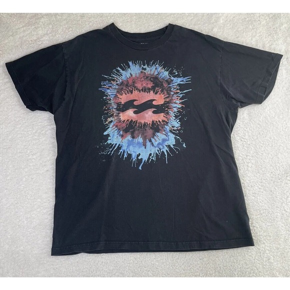 Billabong Shirt Mens Large Black Short Sleeve Surf Logo Graphic California Beach - Picture 1 of 8